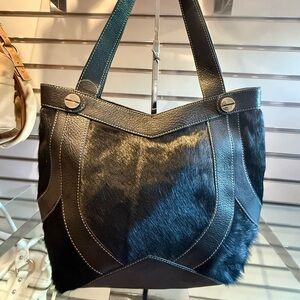 Elegant Black Leather Tote Bag